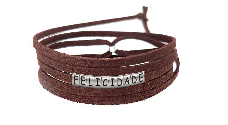 Pulseira Felicidade de Couro Marrom