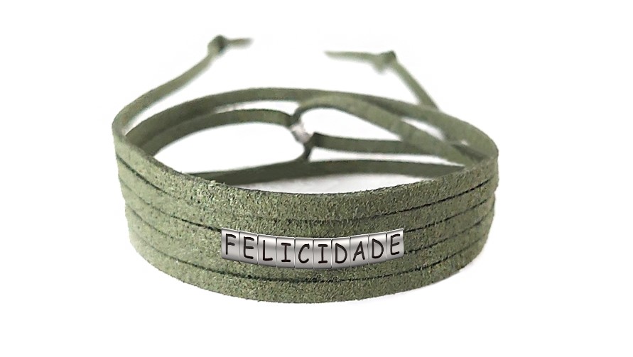 Pulseira Felicidade de Couro Verde