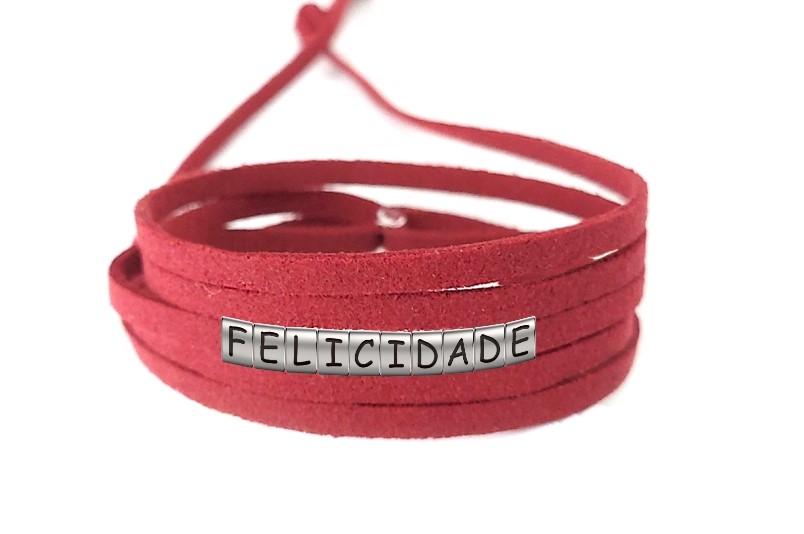 Pulseira Felicidade de Couro Vermelho