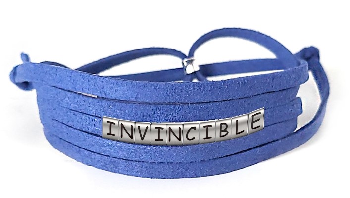 Pulseira Invencível ( Invincible ) de Couro Azul