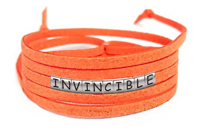 Pulseira Invencível ( Invincible ) de Couro Laranja