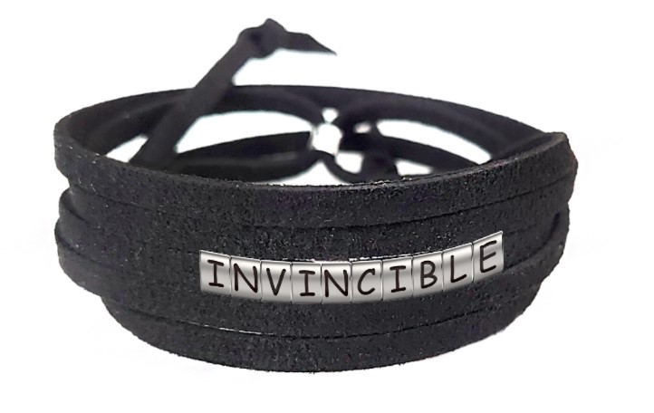 Pulseira Invencível ( Invincible ) de Couro Preto