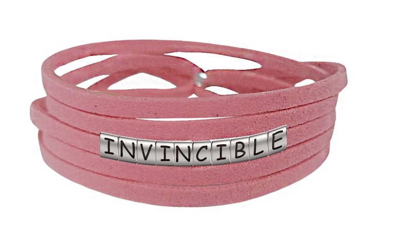 Pulseira Invencível ( Invincible ) de Couro Rosa