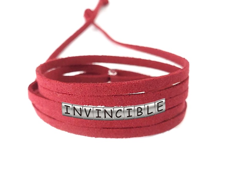 Pulseira Invencível ( Invincible ) de Couro Vermelho