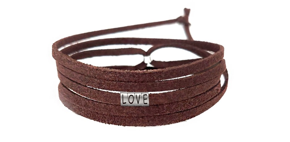 Pulseira Love de Couro Marrom