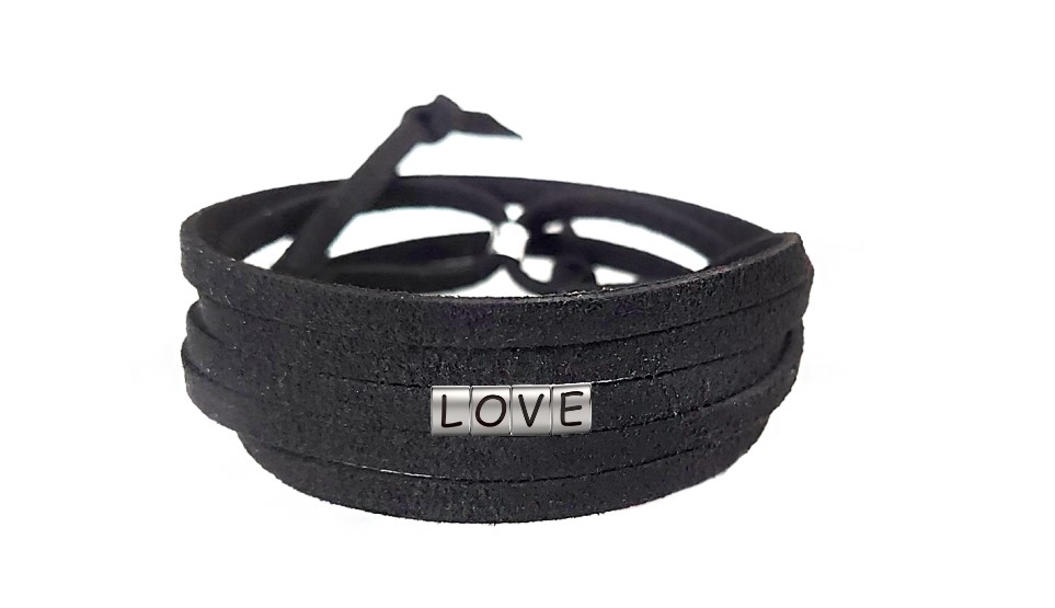 Pulseira Love de Couro Preto