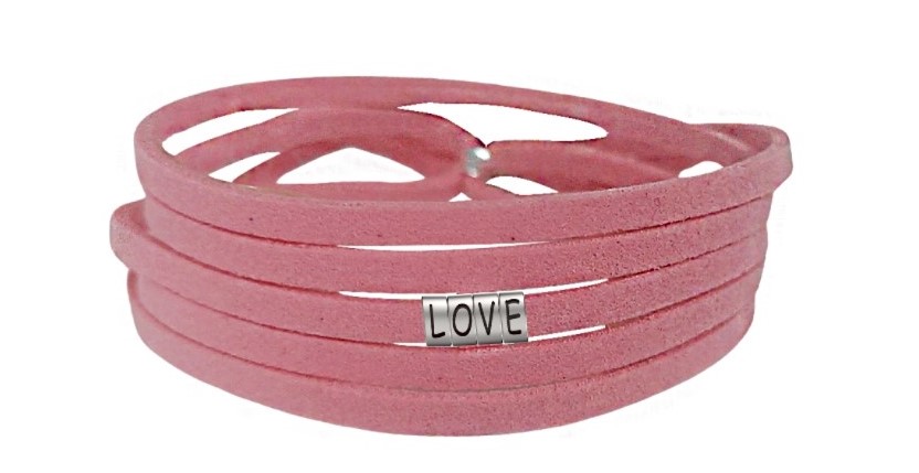 Pulseira Love de Couro Rosa