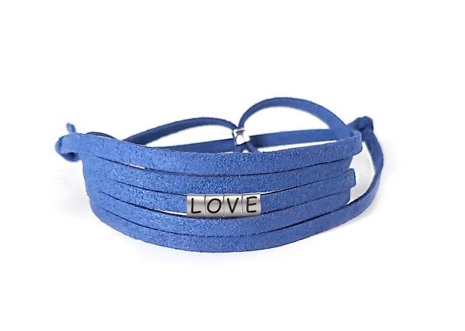 Pulseira Love de Couro Azul