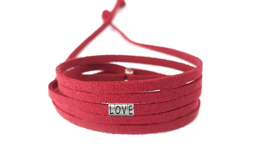 Pulseira Love de Couro Vermelho