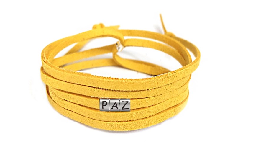 Pulseira Paz de Couro Amarelo