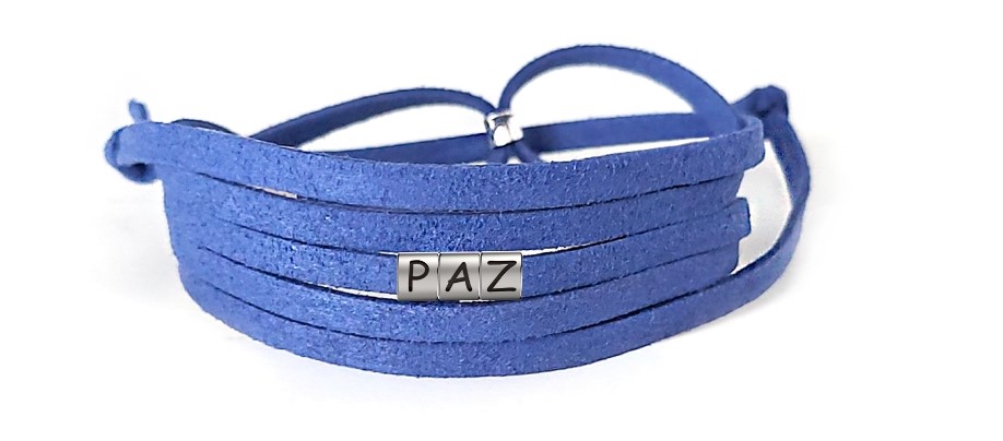 Pulseira Paz de Couro Azul