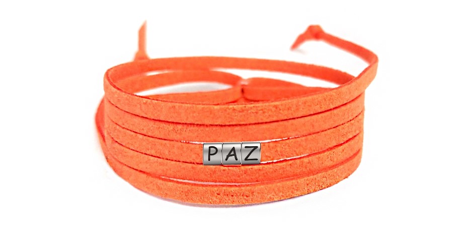 Pulseira Paz de Couro Laranja