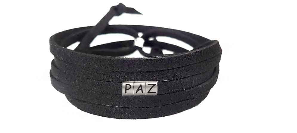 Pulseira Paz de Couro Preto