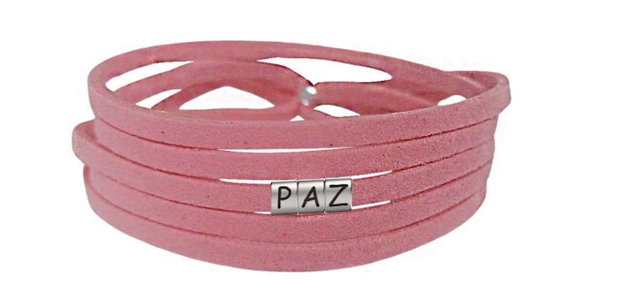 Pulseira Paz de Couro Rosa