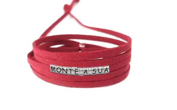 Pulseiras Personalizadas de Couro Vermelho