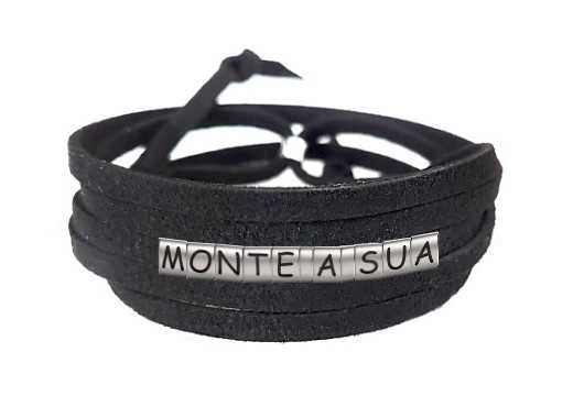 Pulseiras Personalizadas de Couro Preto