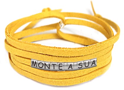 Pulseiras Personalizadas de Couro Amarelo