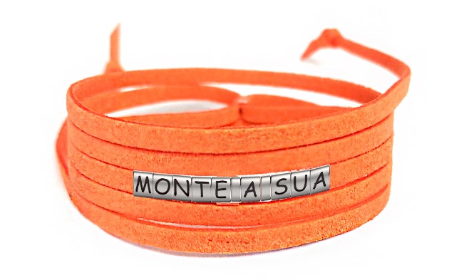 Pulseiras Personalizadas de Couro Laranja