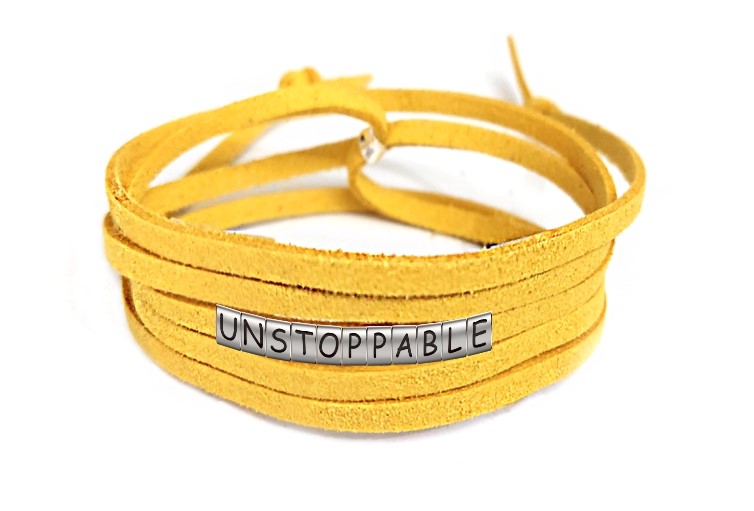 Pulseira Imparável ( Unstoppable ) de Couro Amarelo