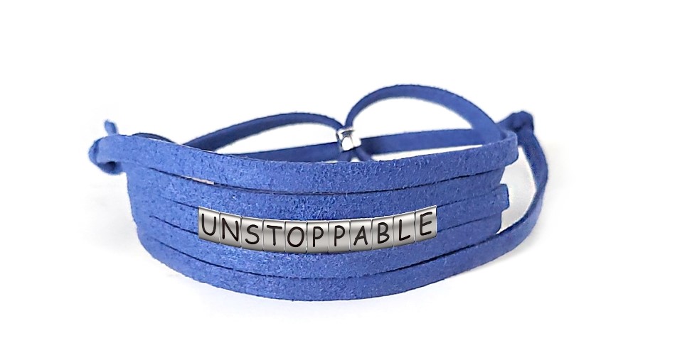 Pulseira Imparável ( Unstoppable ) de Couro Azul