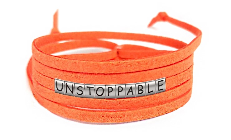 Pulseira Imparável ( Unstoppable ) de Couro Laranja