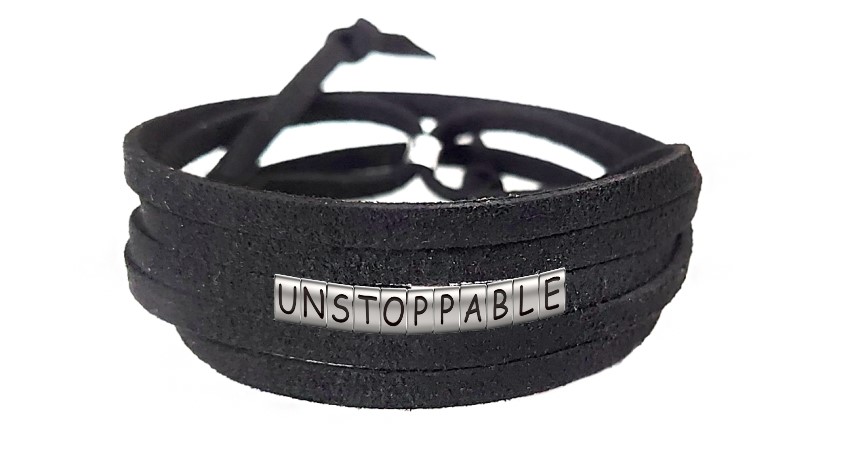 Pulseira Imparável ( Unstoppable ) de Couro Preto