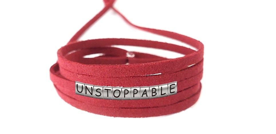 Pulseira Imparável ( Unstoppable ) de Couro Vermelho